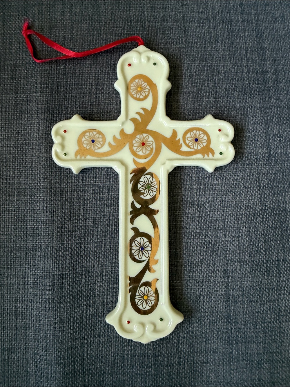 Formalities by Baum Bros Ivory and Gold Decorative Cross Wall Ornament